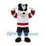 Badger Mascot Costume in Black and White with Red Trim Hockey Jersey