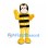 Bee Mascot Costume in Yellow and Black with Rounded Face and White Wings