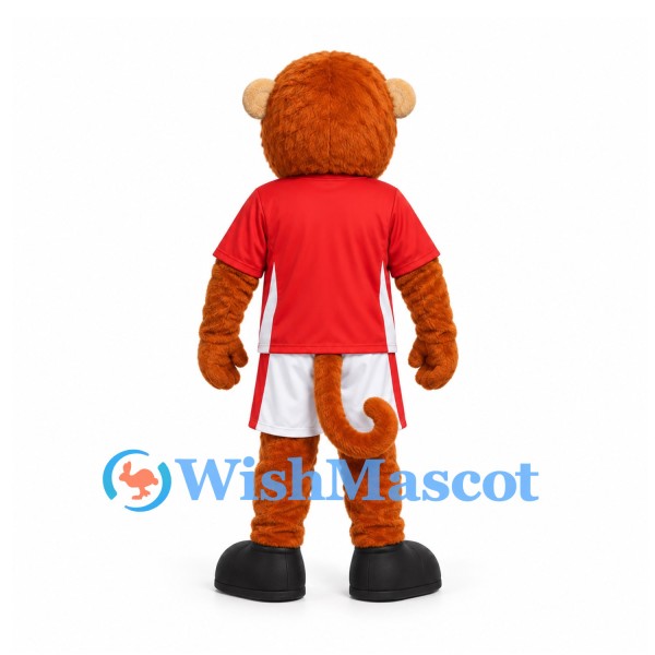 Monkey Mascot Costume in Orange with Red Sports Shirt and White Shorts