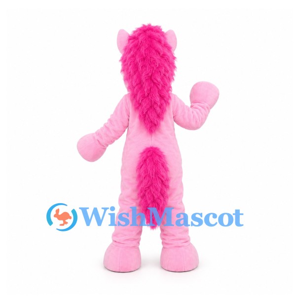 Pony Mascot Costume in Pink with Curly Mane and Long Tail