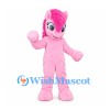 Pony Mascot Costume in Pink with Curly Mane and Long Tail