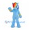 Winged Pony Mascot Costume in Blue with Rainbow Mane and Tail