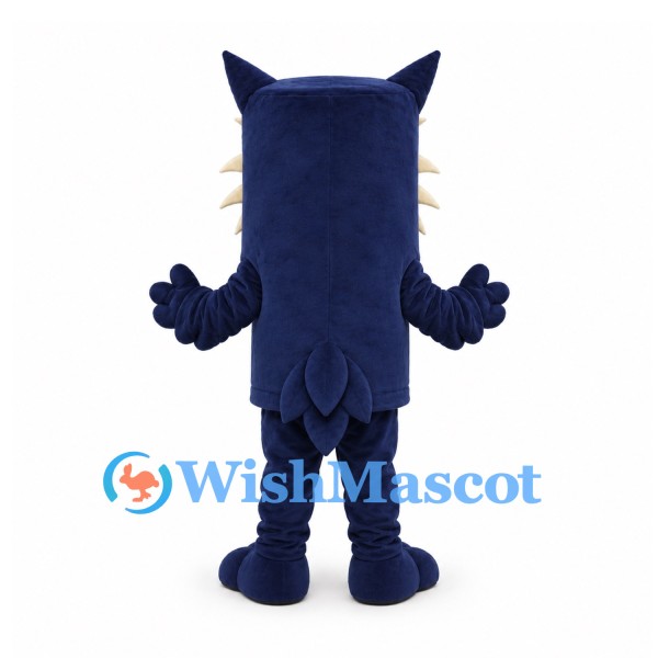 Owl Mascot Costume in Navy with Tall Square Head and Cream Face