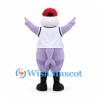 Alien Mascot Costume in Lavender with White Baseball Jersey and Red Cap