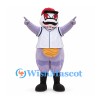 Alien Mascot Costume in Lavender with White Baseball Jersey and Red Cap