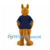Kangaroo Mascot Costume in Tan with Navy Polo Shirt