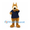 Kangaroo Mascot Costume in Tan with Navy Polo Shirt