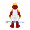 Monster Mascot Costume in Red and Yellow with White Sports Uniform