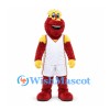Monster Mascot Costume in Red and Yellow with White Sports Uniform