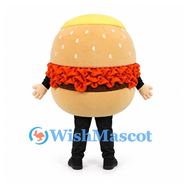 Burger Mascot Costume with Sesame Bun and Orange Filling