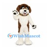 Dog Mascot Costume in Brown and White with Collar and Large Paws