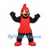 Warrior Mascot Costume with Red Helmet Armor and Brown Sleeves