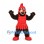 Warrior Mascot Costume with Red Helmet Armor and Brown Sleeves
