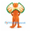 Frilled Lizard Mascot Costume in Orange with Cream and Green Neck Frill