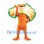 Frilled Lizard Mascot Costume in Orange with Cream and Green Neck Frill