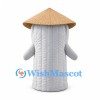 White Column Character Mascot Costume with Straw Style Conical Hat