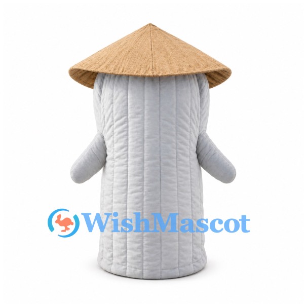 White Column Character Mascot Costume with Straw Style Conical Hat