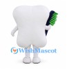Tooth Mascot Costume in White with Large Green Toothbrush