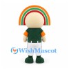 Rainbow Character Mascot Costume with Green Baseball Jersey and White Trousers