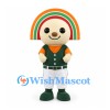 Rainbow Character Mascot Costume with Green Baseball Jersey and White Trousers