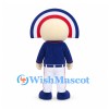 Rainbow Character Mascot Costume with Navy Baseball Jacket and White Trousers