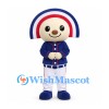 Rainbow Character Mascot Costume with Navy Baseball Jacket and White Trousers