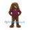 Dog Mascot Costume in Brown with Long Floppy Ears and Burgundy Polo Shirt