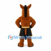 Horse Mascot Costume in Brown with Muscular Torso and Black Sports Shorts