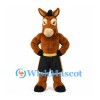 Horse Mascot Costume in Brown with Muscular Torso and Black Sports Shorts