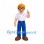 Boy Mascot Costume with Orange Hair Glasses White Polo Shirt and Blue Trousers