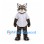 Lynx Mascot Costume in Gray with White Pinstriped Baseball Shirt