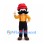 Lumberjack Mascot Costume with Black Mustache Orange Shirt and Red Beanie