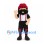 Lumberjack Mascot Costume with Black Beard Striped Shirt and Red Beanie