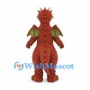 Dragon Mascot Costume in Rust Red with Green Belly and Wings