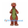 Dragon Mascot Costume in Rust Red with Green Belly and Wings