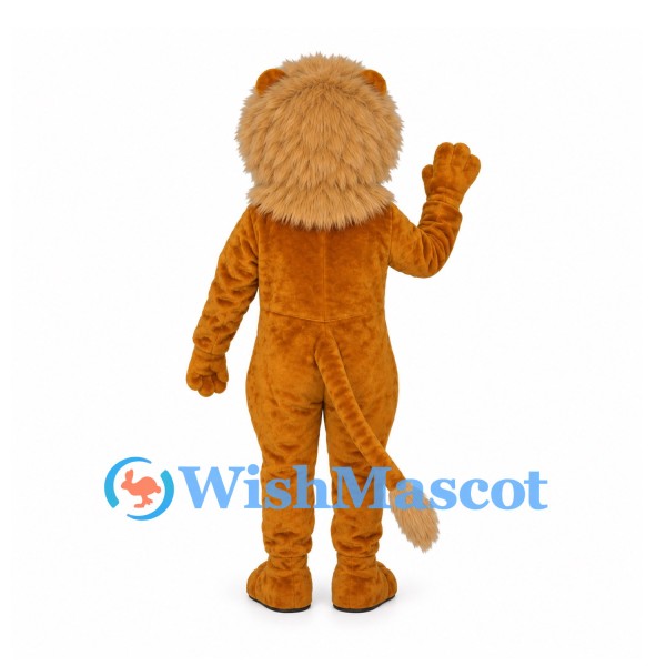 Lion Mascot Costume in Orange with Tan Mane and Round Face