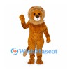 Lion Mascot Costume in Orange with Tan Mane and Round Face