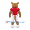 Cougar Mascot Costume in Tan with Red Football Jersey and White Trousers