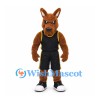 Kangaroo Mascot Costume in Brown with Black Basketball Uniform
