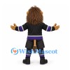 Lion Mascot Costume in Brown with Black and Purple Hockey Uniform