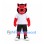 Wolf Mascot Costume in Red and Black with White Shirt and Black Shorts