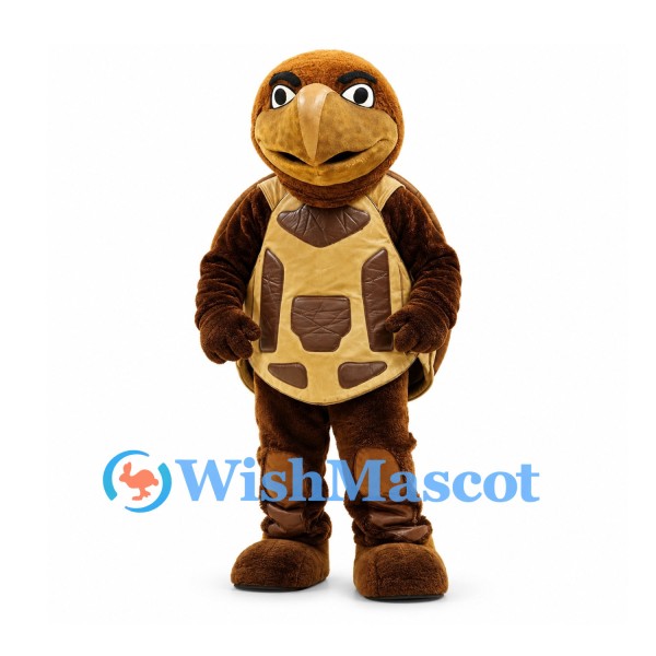 Turtle Mascot Costume in Brown with Large Patterned Shell