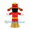 God of Wealth Mascot Costume in Red and Gold Robe with Ornate Hat