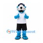 Otter Mascot Costume in Blue with White Shirt and Black Shorts
