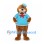 Beaver Mascot Costume in Brown with Blue Sailor Outfit and Red Scarf