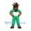 Bull Mascot Costume in Brown with Green Sports Uniform and White Headband