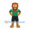 Lion Mascot Costume in Tan with Green Sports Shirt and Black Shorts
