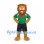 Lion Mascot Costume in Tan with Green Sports Shirt and Black Shorts