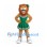 Lion Mascot Costume in Tan with Green Cheerleader Dress and Hair Bow