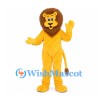 Lion Mascot Costume in Yellow with Brown Mane and Long Tail
